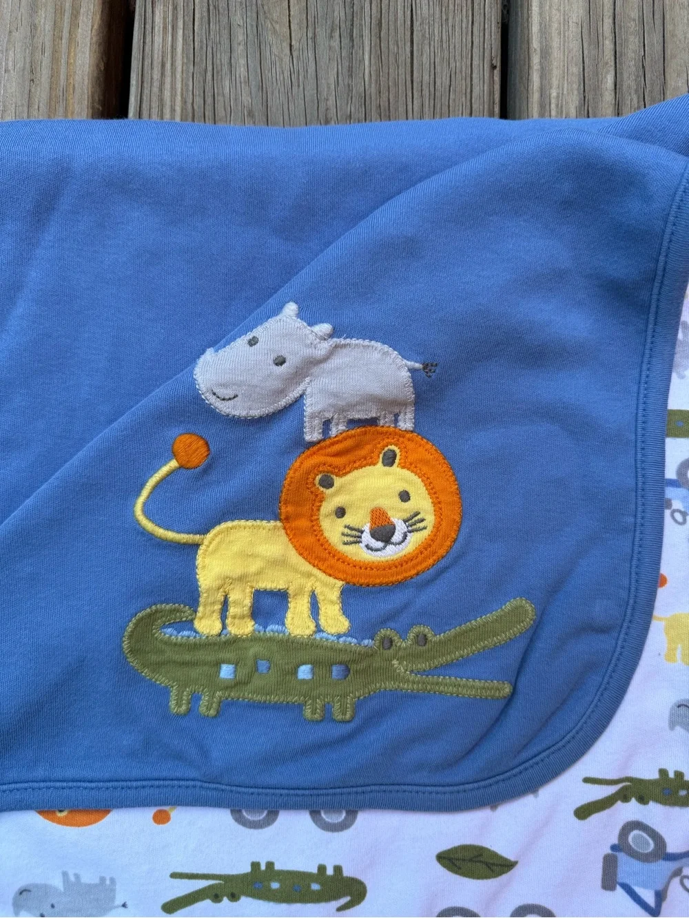 Gymboree Zoo Lion Baby Blanket Rhino Aligator Security 2012 Blue Green White
